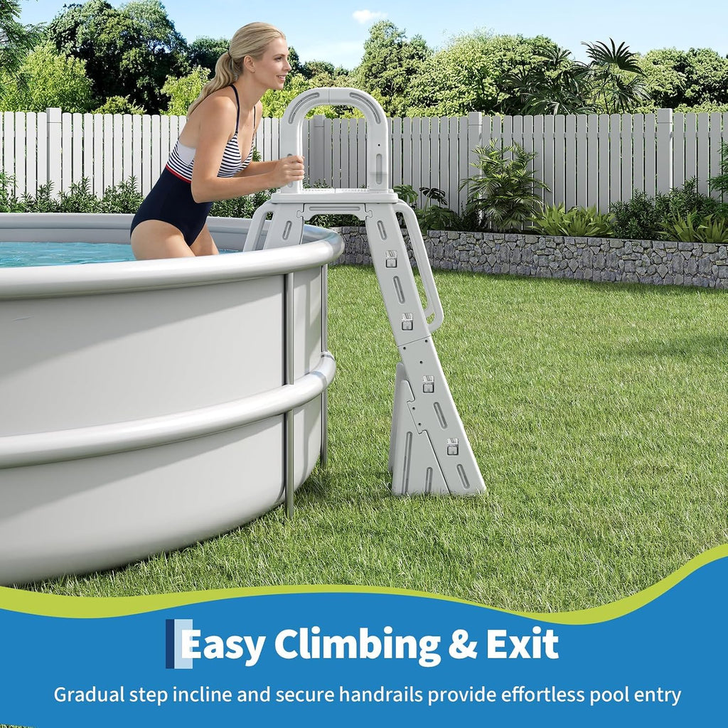 A-Frame Above Ground Pool Ladder with Anti-Slip Steps, HDPE Material | Heavy Duty Swimming Pool Steps with Safety