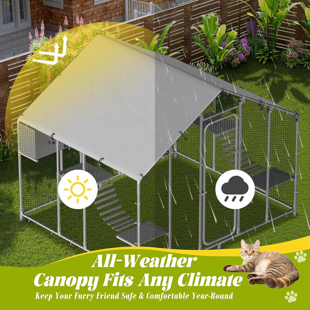 95" Extra Large Catio Outdoor Cat Enclosure for Multiple Cats