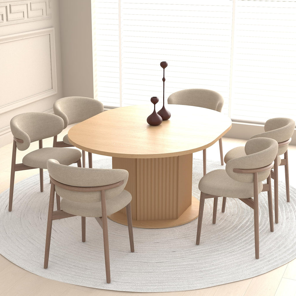 63" Round Extendable Dining Table, Expanding Dining Room Table for 10, Farmhouse Wooden Kitchen Extendable Table Oval