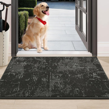Door Mat Indoor Entrance Dirt Trapper Washable, 24x36in, Dark Grey | Dirt & Moisture Trap Absorbent, Non-Slip TPR