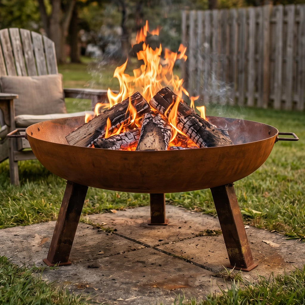 30" Heavy-Duty Cast Iron Fire Pit Bowl for Outside, Wood-Burning