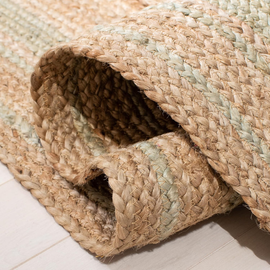 Natural Fiber Area Rug - 9' x 12', Green & Natural, Handmade Border Farmhouse Jute