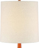 Andi Mid Century Modern Table Lamp 24.5" High Hammered Bronze Ceramic Wood Off White Tall Drum Shade Bedroom House