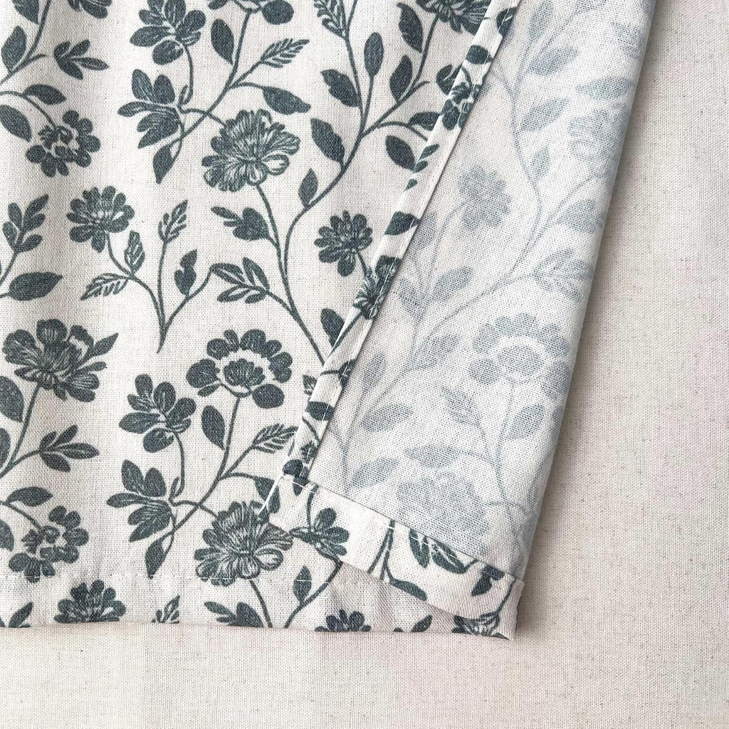 Farmhouse Linen Valance for Window with Vintage Botanical Print, 54W x 14L | Light Filtering Rod Pocket Kitchen