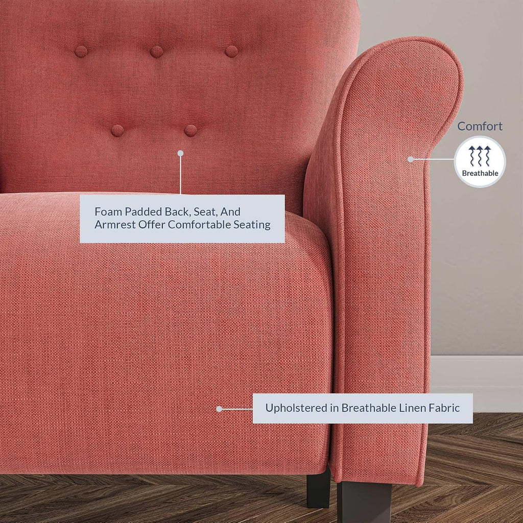 Modern Accent Chair, High Back Armchair, Upholstered Wingback Side Chair, Padded Single Sofa with Wooden Legs - Brick
