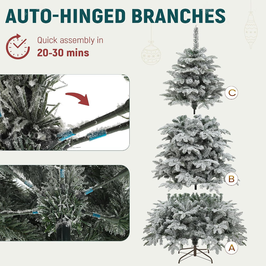 Prelit Natural Layered Flocked Christmas Tree with Remote