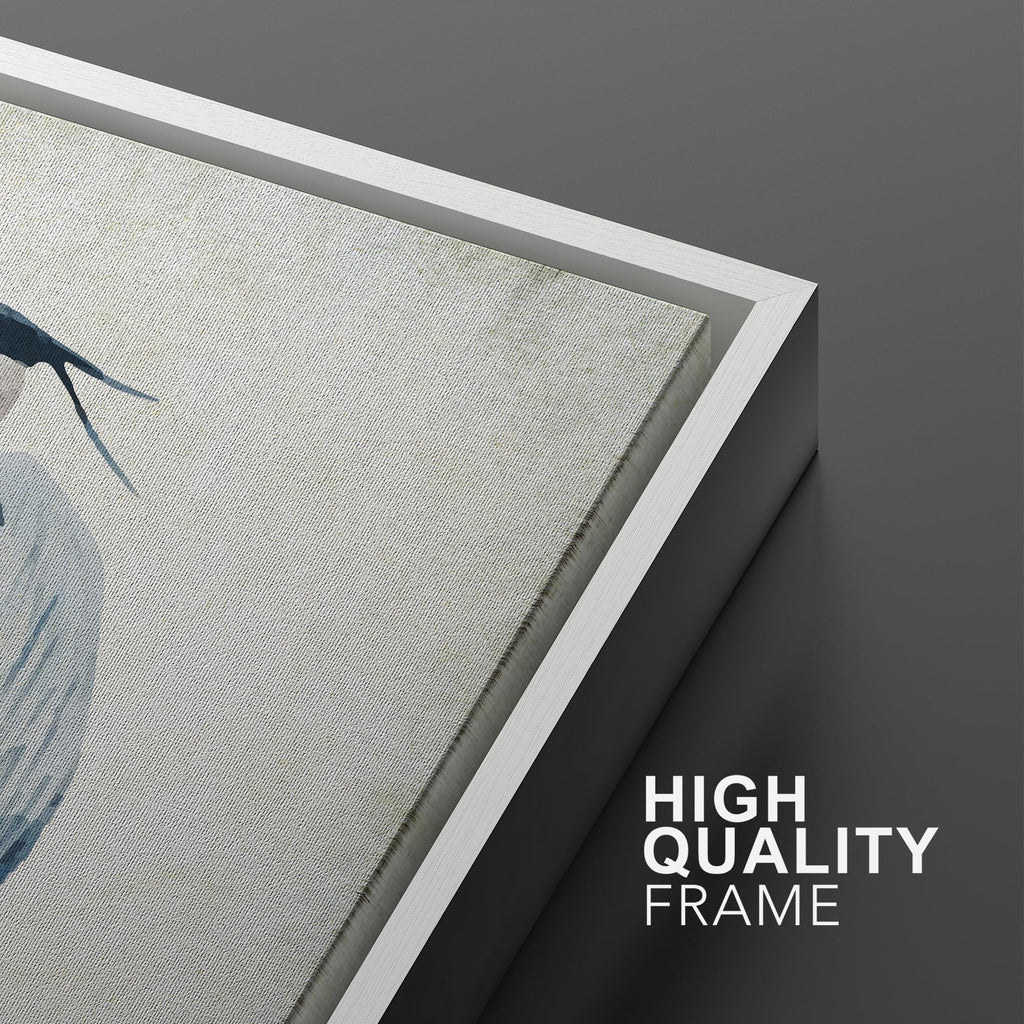 Framed Canvas Print Wall Art Heron Bird Wild Animal Prints Minimalist Modern Art Boho Relax Cozy Decor - 16"x24"x3