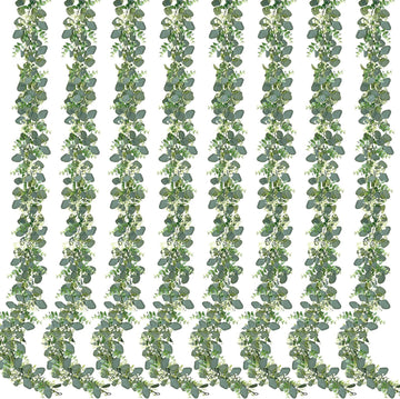 Artificial Eucalyptus Garland Eucalyptus Leaves Vines Greenery Garland Faux Silver Dollar Eucalyptus Leaves - Set of 8