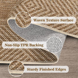 Jute Rug 5x7 Outdoor Patio Rug with Border, Washable Rugs for Living Room, Farmhouse Non Slip Area R