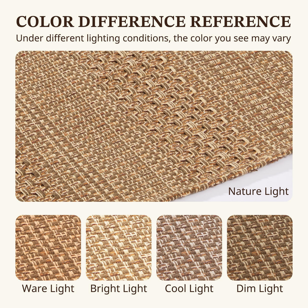 27.5"x43" Washable Outdoor Front Door Mat, Textured Natural Woven Low-Profile Patio Rug with Non-Slip Backing