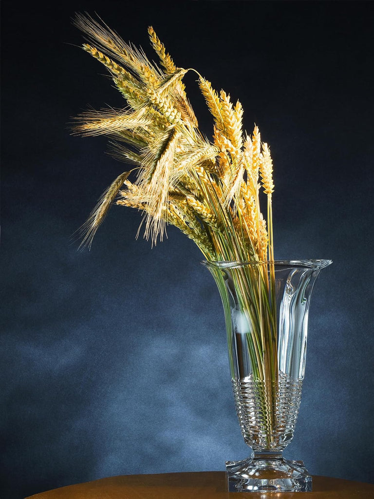 Vase - Cut Crystal - Handmade Glass - 12.8" Height - Footed - for Flowers - Roses - Made in Europe