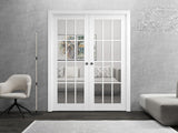 Sliding French Double Pocket Doors 72 x 80 inches Clear Glass 12 Lites| Felicia 3355 Matte White | K