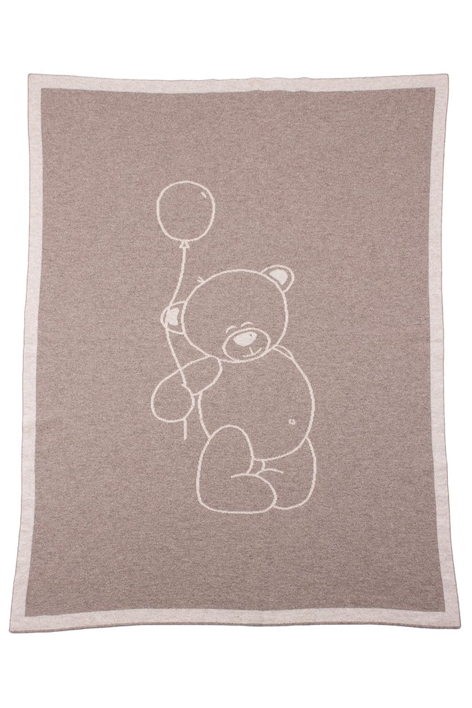 Unisex 100% Cashmere Teddy Bear Baby Blanket - Natural Multi
