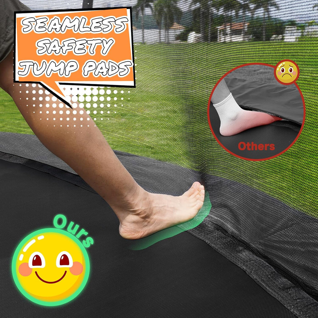10FT 12FT 14FT 15FT 16FT Outdoor Trampoline with Enclosure Net, Heavy Duty Yard Trampolines, ASTM Approval
