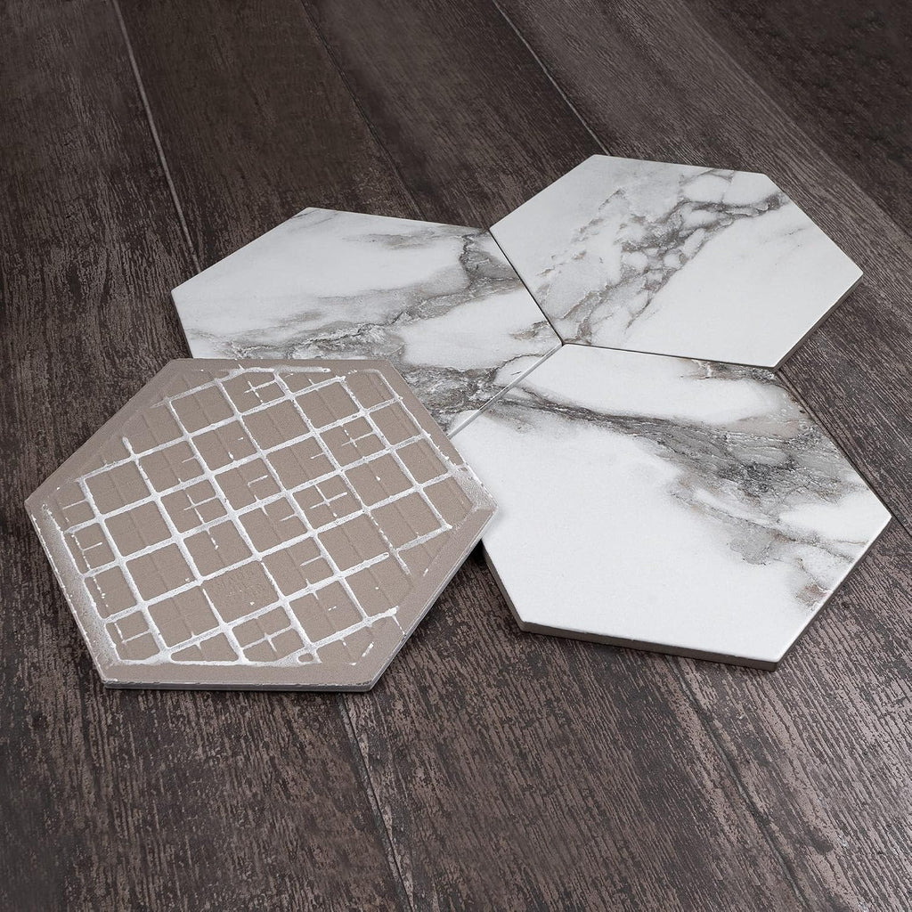 Marble Look Calacatta Majestic 7.7" x 8.9" Hexagon Porcelain Patterned Wall & Floor Tile (1 Box (9.05sqt))