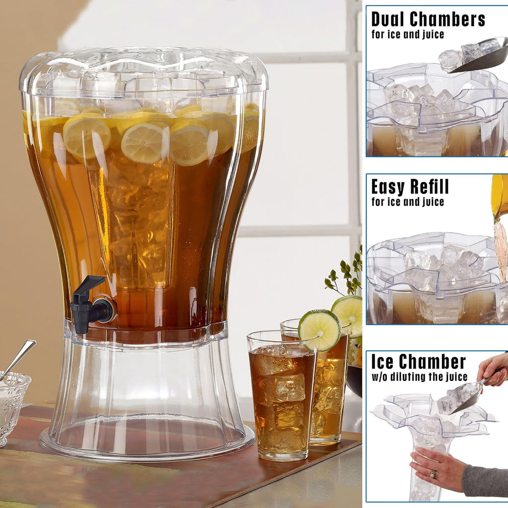 3.5 Gallon Beverage Dispenser with Stand, Spigot and Ice Cone