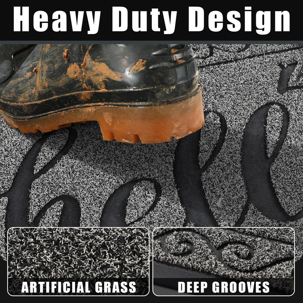 Welcome Mats for Front Door 36x24, Heavy Duty Waterproof Outdoor Door Mat Outside Entrance, Non-Slip Low Profile