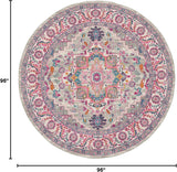 Home Passion Light Grey Pink 8' x Round Area Rug - Easy Clean, Non Shedding, Bed Room, Living Room, 