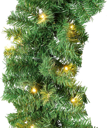 9ft Pre-Lit Battery Powered Christmas Garland for Stairs, Traditional Fireplace Holiday Decoration w/ 50 2-in-1 LED