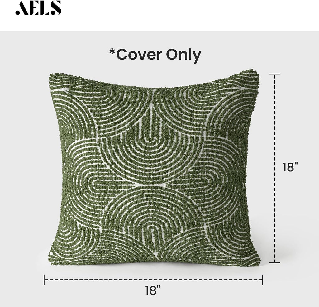 Boho Decorative Textured Throw Pillow Covers 20x20, Modern Mid Century Rainbow Tufted Pillow Case, Farmhouse Rustic