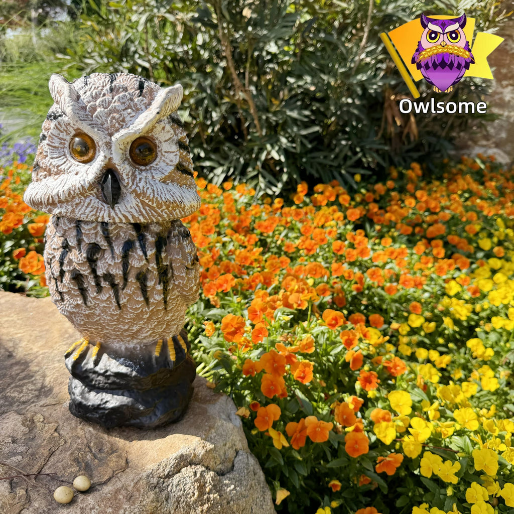 Mini Revolving Chair Solar Tiger Owl with Flashing Eyes | Casa Home Living
