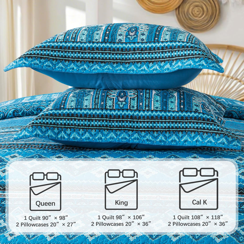 Cotton Quilts, 3 Pieces Quilt Bedding Set