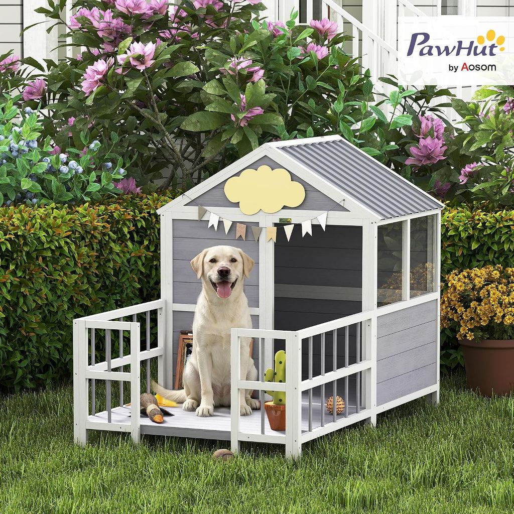 Dog House Outdoor Indoor, 61" x 41" x 47" w/Porch