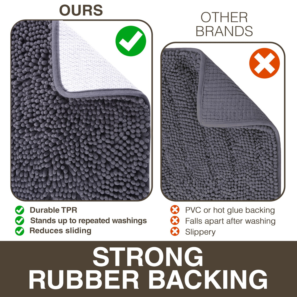 Plush Bathroom Rugs 36x24 Thick Chenille Quick Dry Microfiber Absorbent Bath Mat, Soft Bath Rugs, Machine Washable