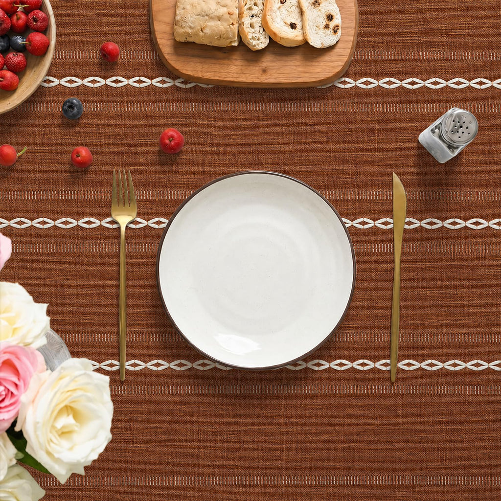 Fall Caramel Rectangular Tablecloth, 60×84 Inch, Rustic Style