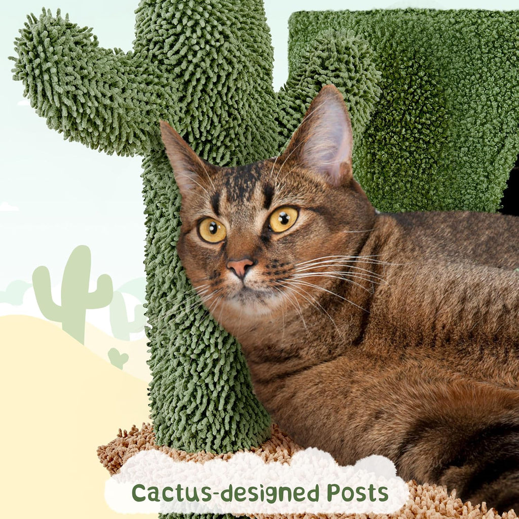 66in Cactus Cat Tree Tower Sturdy for Large Cats