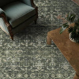 8ft Green Round Washable Area Rug for Living Room Vintage Boho Non Slip Circle 8x8 Large Rug Distres
