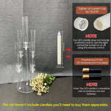 4 Set 5 Arms Acrylic Candelabra Centerpieces,Clear Candlesticks Holder with Acrylic Shade for Valentine's Day Dinner