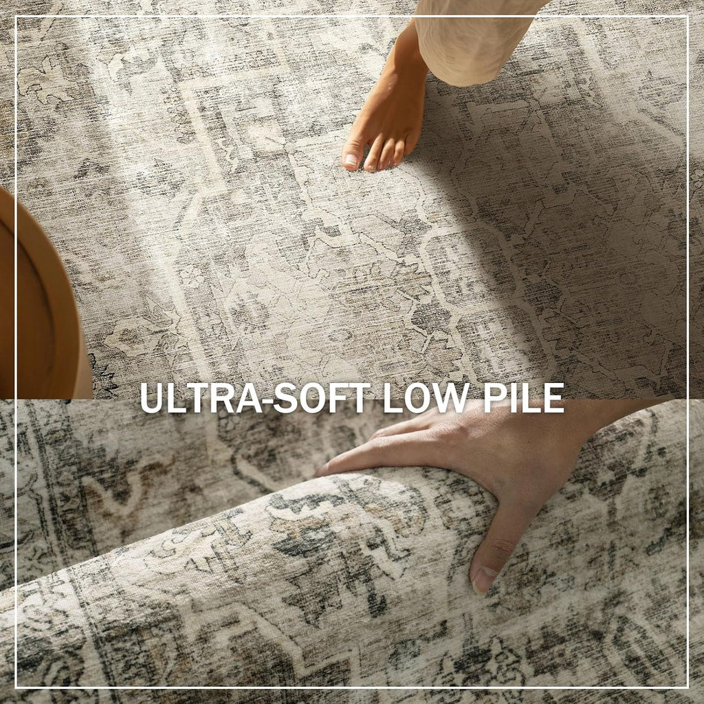 Machine Washable Kitchen Runner Rugs: 2'x6' Hallway Rug Non Slip Low Pile Stain Resistant Soft Carpet Runners s