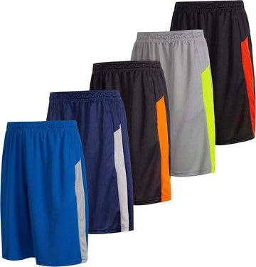 Boys 5 Pack Dry-Fit Athletic Performance Active Shorts