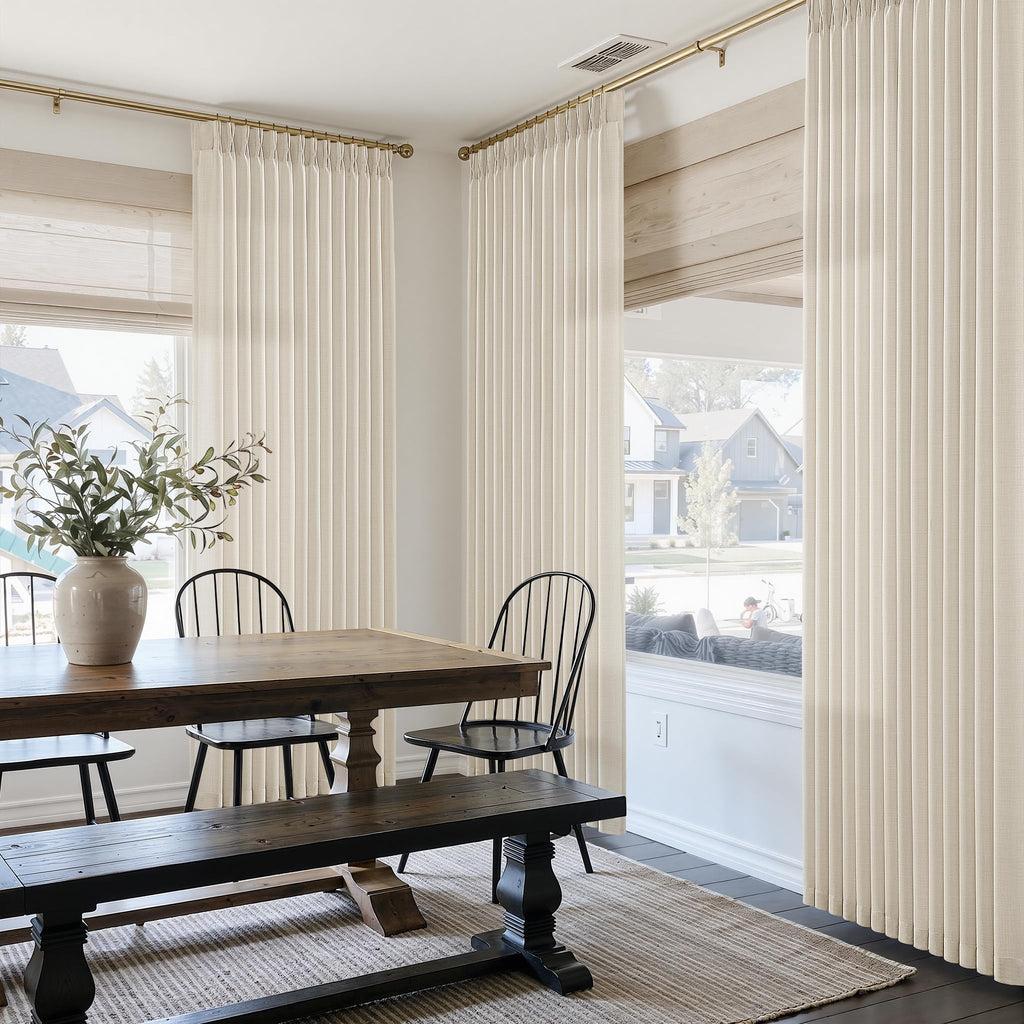 Pinch Pleat Light Filtering 100 Inches Extra Long Curtains, Privacy Window Memory Shaped Pleated Drapes Bedroom