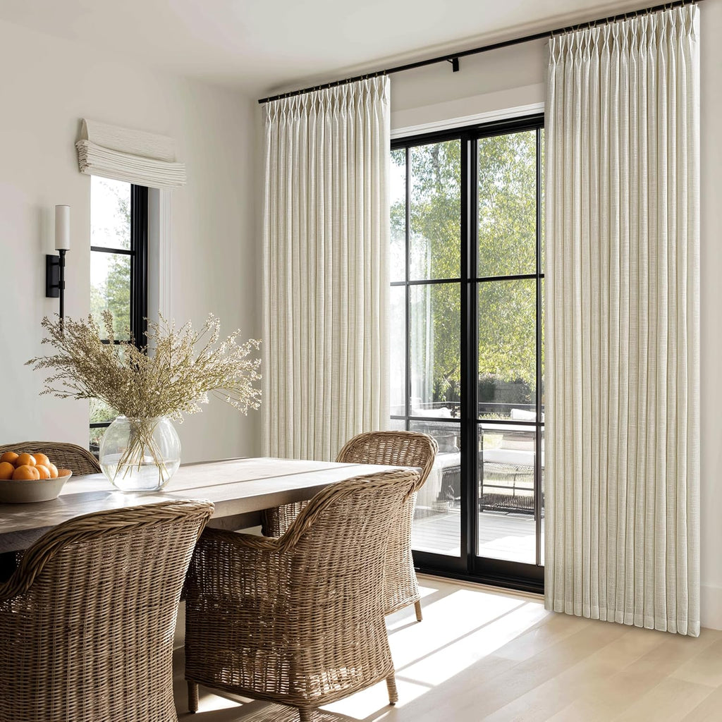 Beige Tan Linen Curtains 92 Inches Long for Living Room Standard Window Curtain Lengths Light Filtering Semi Sheer