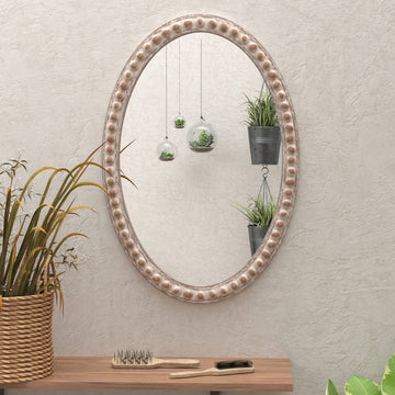 Distressed Wood Frame Accent, Rustic Farmhouse Style Decorative Wall (Oval)
