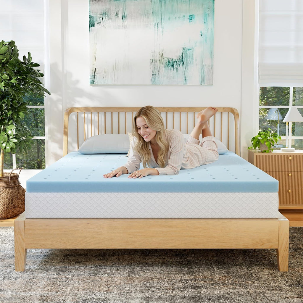 3 Inch King Memory Foam Mattress Topper- Cooling Gel Infused | Pressure Relieving Pad in a box, Dorm Room Essentials