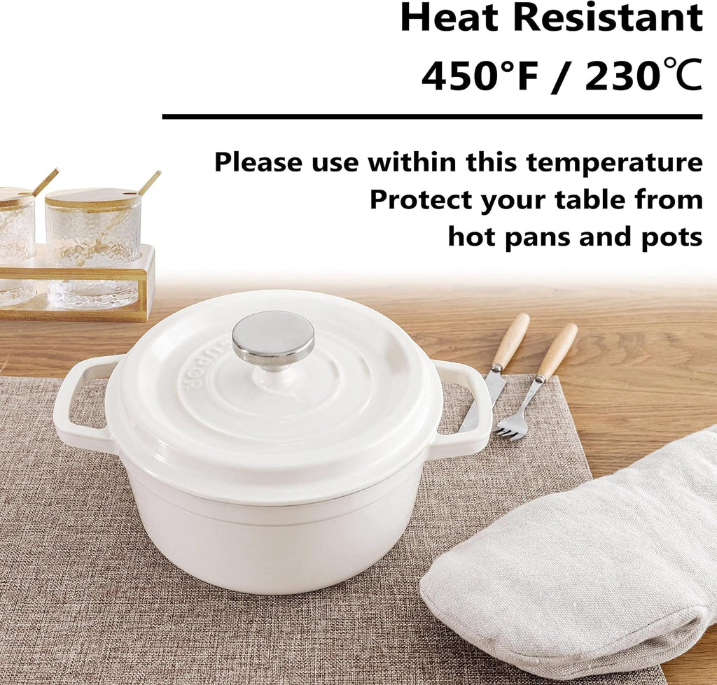 Cotton Linen Placemats Heat Resistant Textured Place mats Washable Cloth Placemats Dining Table, Natural - Set of 6