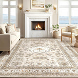 Vintage Living Room Area Rug 10x14 - Large Soft Washable Oriental Traditional Distressed Farmhouse R