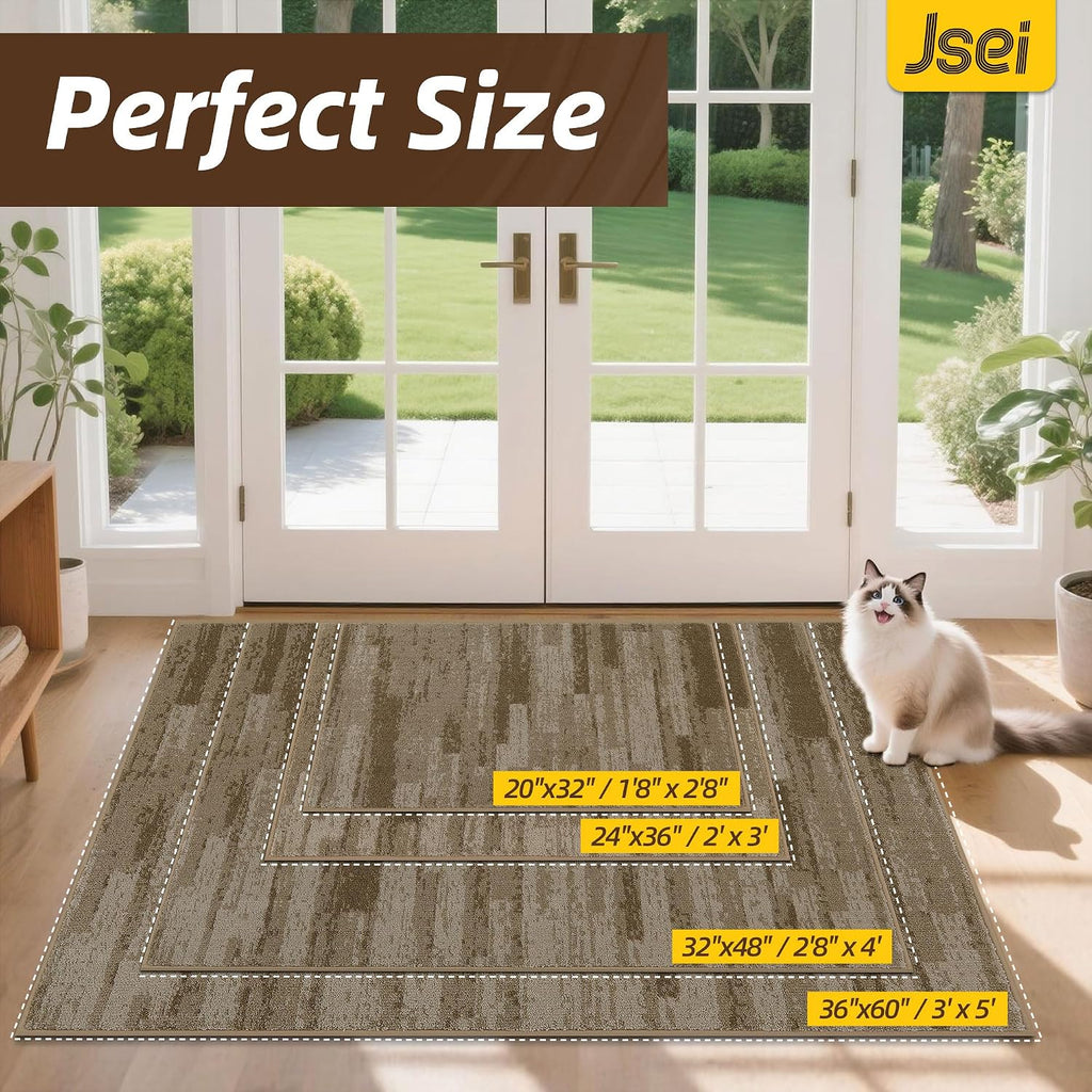 Dirt Trapper Door Mat 24"x36", Non-Slip Doormat, Beige | Entryway Rugs Washable,Trap Dirt Absorbent Welcome Floor