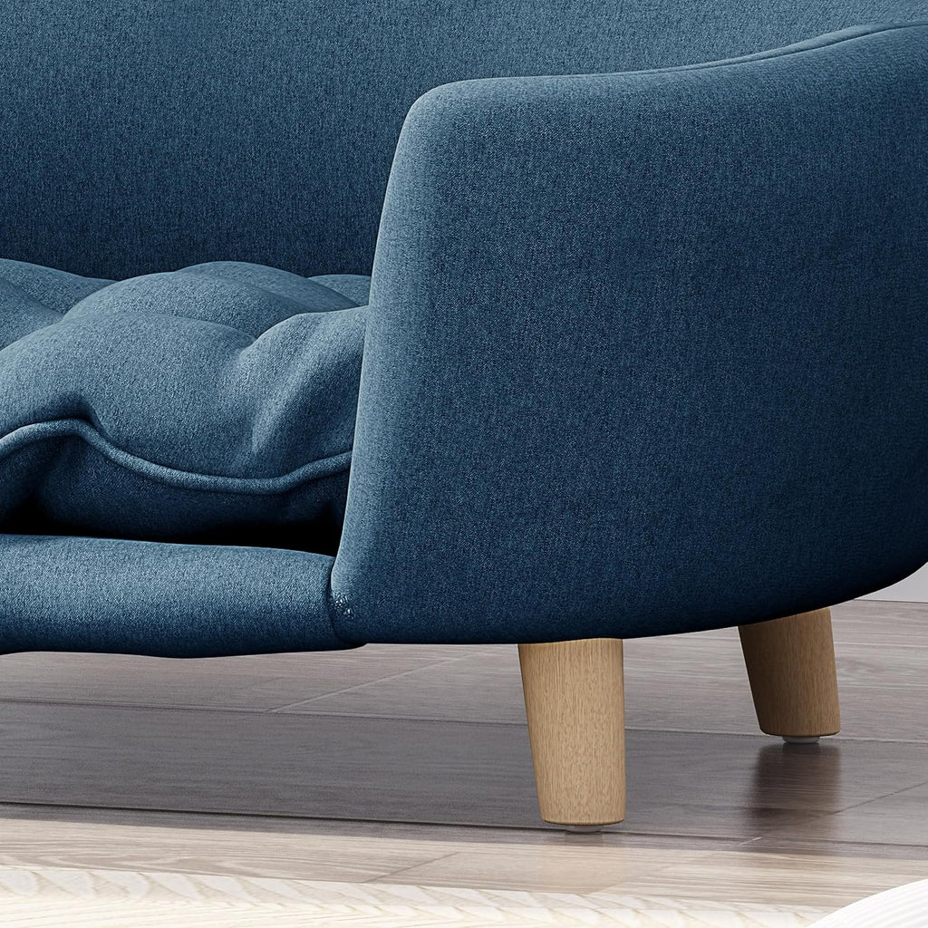 30" Modern Fancy Dog Bed, Oval Dog Couch Bed, Small Elevated Dog Bed, Comfy Dog Sofa Bed, Birch Wood Legs, Cozy Tufted