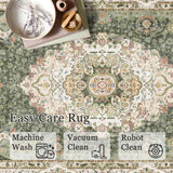 Green Round Rug 6ft,Large Circle Area Rugs for Bedroom Living Room Dining Room,Washable Boho Vintage