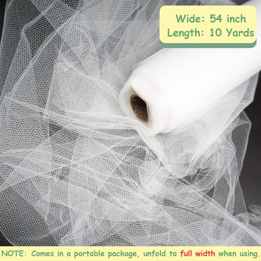 White Tulle Fabric Rolls 54 Inch 10 Yards Tulle Ribbon Spool Bolt