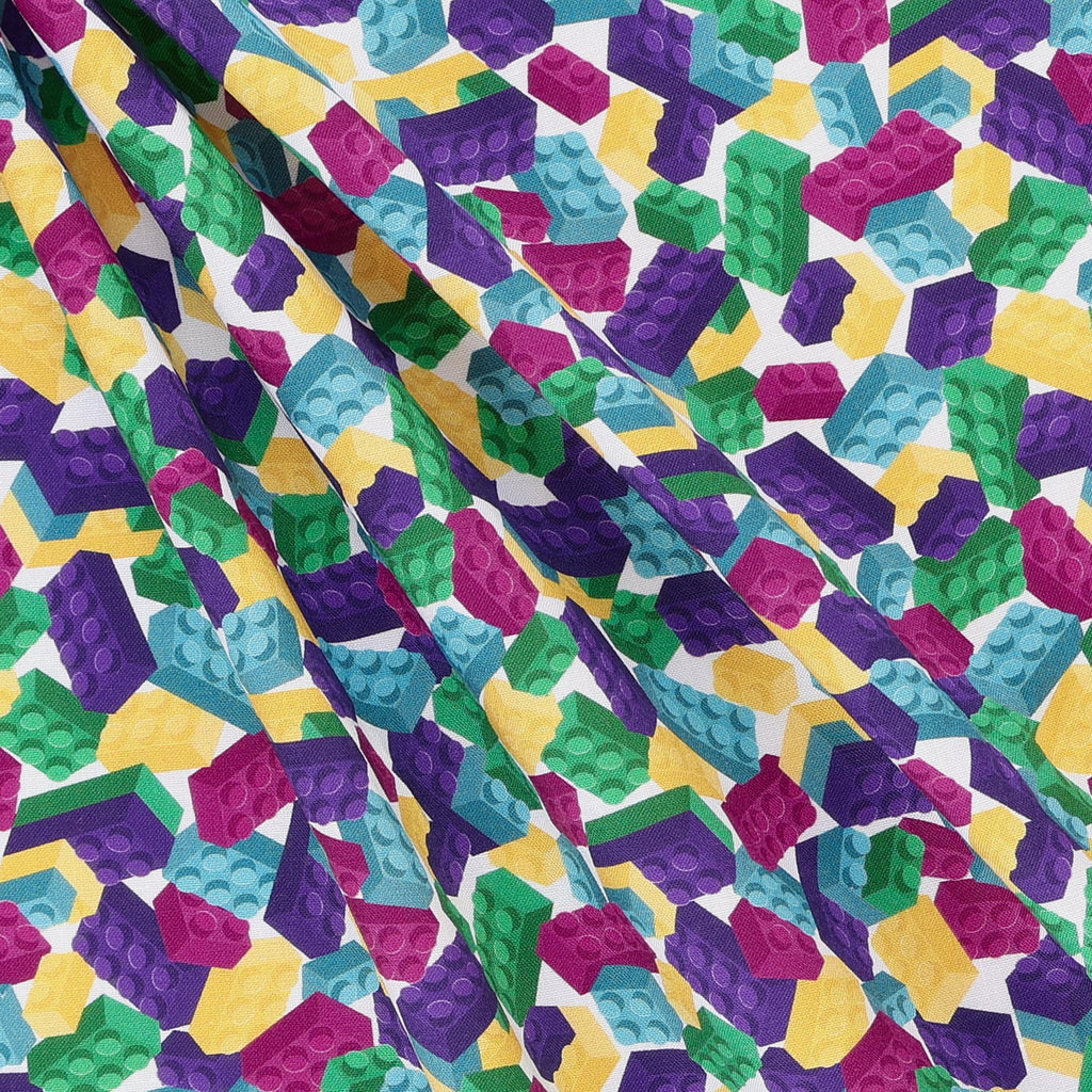 Building Blocks Cotton Fabric, Blocks Multi Cut by The Yard
