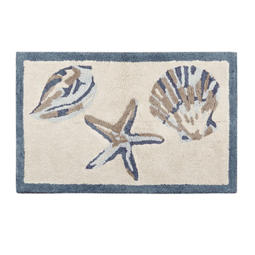 Bayside Tufted Bath Rug Cotton Non-Slip, 21 x 34, Blue