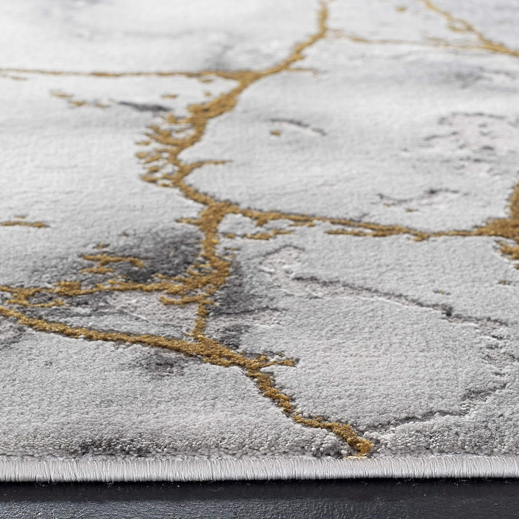 Craft X-Large Area Rug - 12' x 15', Grey & Gold, Modern Abstract Design, Non-Shedding & Easy Care