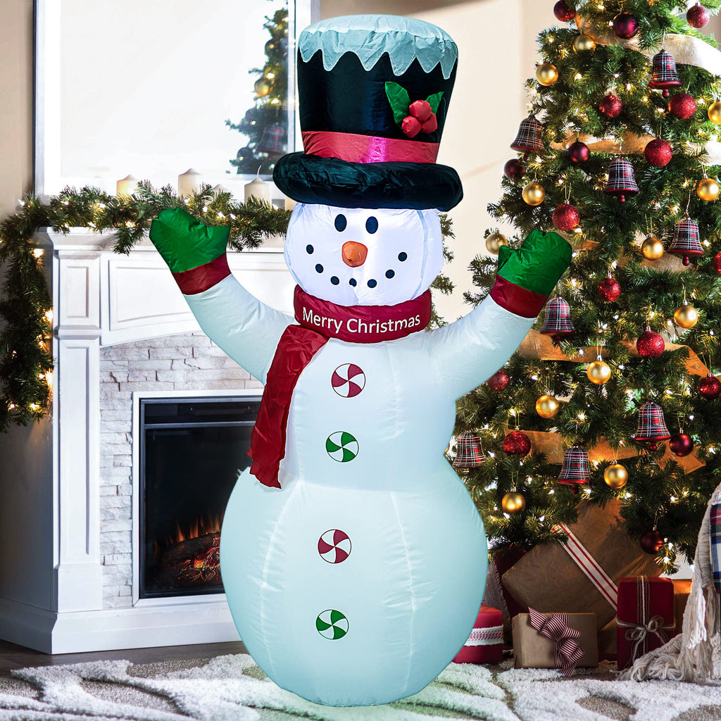 4FT Christmas Snowman Inflatable LED Lights Indoor Outdoor Yard Lawn Decoration Cute Fun Holiday Blow Up Party Display