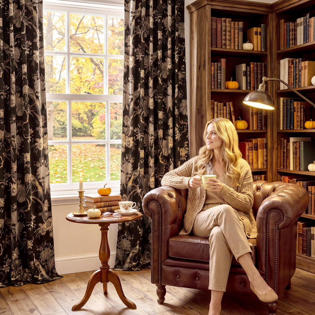 Brown Velvet Curtains Luxury Victorian Floral