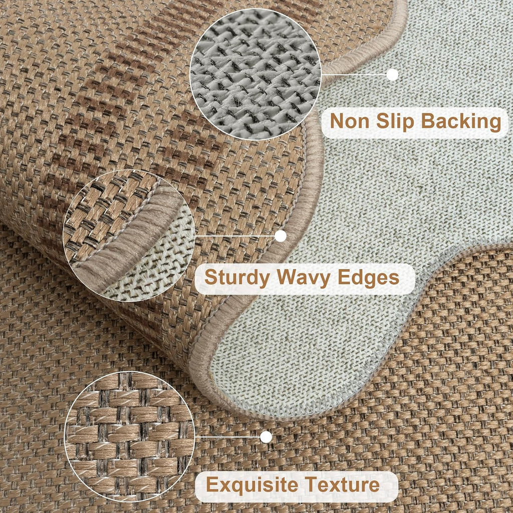 Easy Jute Outdoor Mats for Front Door, 2x3 Small Washable Kitchen Rugs, Farmhouse Brown Throw Rug Non Slip Indoor